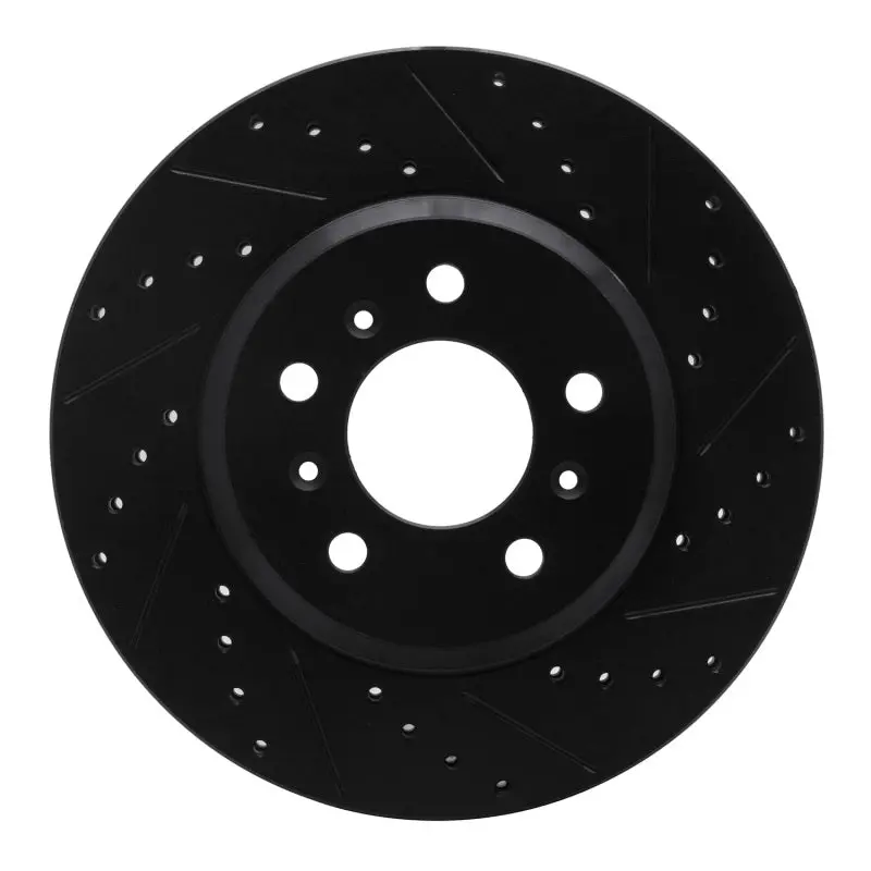 R1 06-16 Buick Lucerne Front Right Drilled & Slotted Black Brake Rotor 1