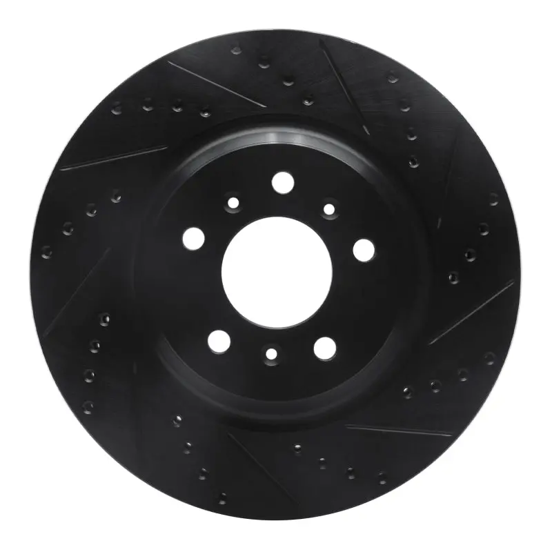 R1 06-16 Buick Lucerne Front Right Drilled & Slotted Black Brake Rotor 1
