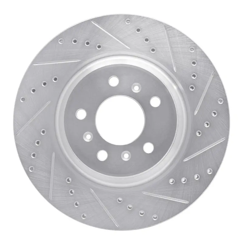 R1 06-16 Buick Lucerne Front Right Drilled & Slotted Silver Brake Rotor 1