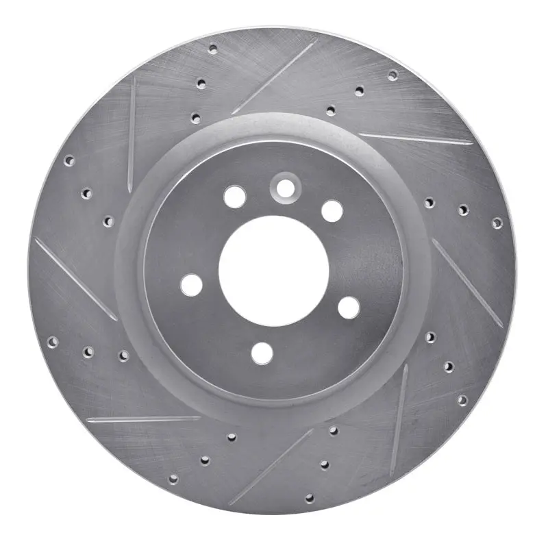R1 06-17 Land Rover Discovery Front Left Drilled & Slotted Silver Brake Rotor 1