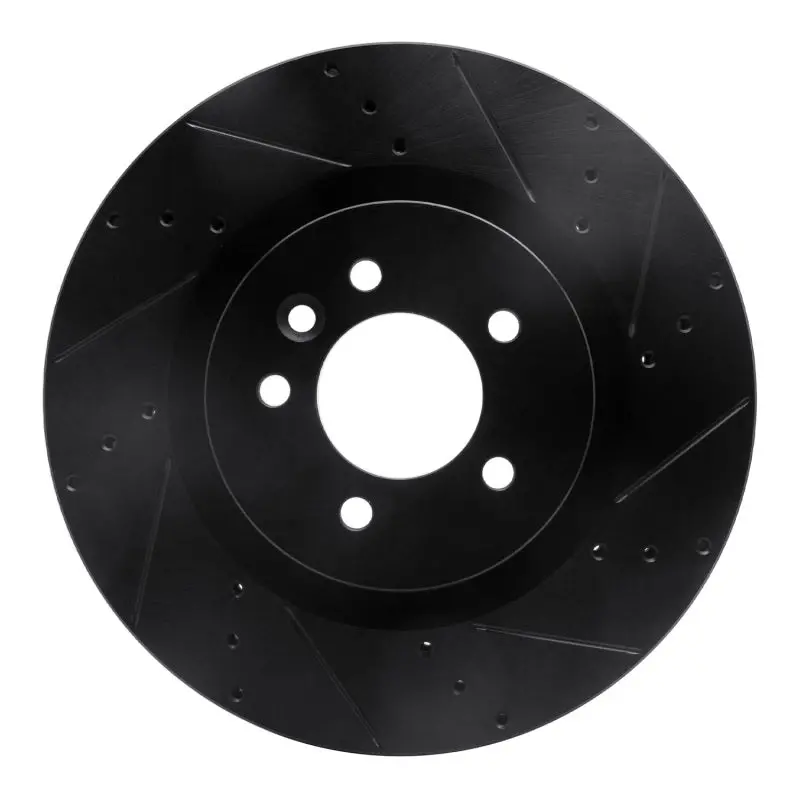 R1 06-17 Land Rover Discovery (Latin America) Front Right Drilled & Slotted Black Brake Rotor 1