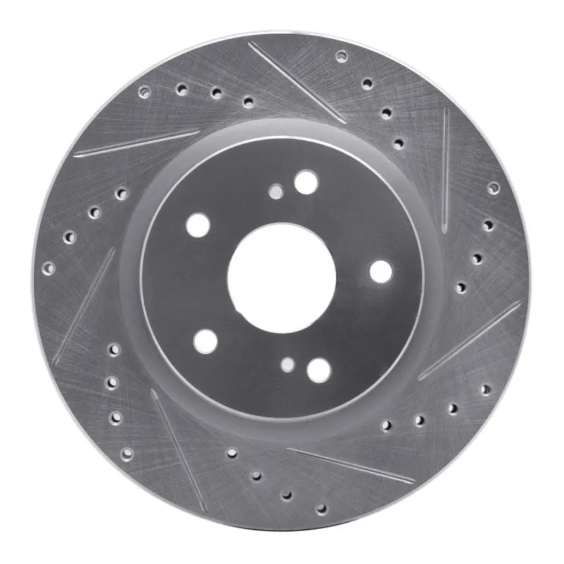 R1 06-17 Suzuki Grand Vitara Front Right Drilled & Slotted Silver Brake Rotor 1
