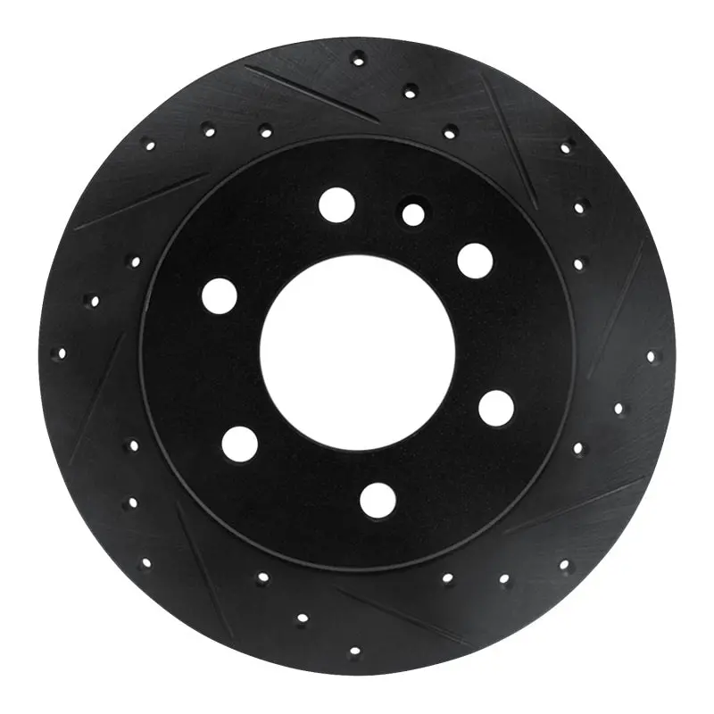 R1 06-18 Dodge Sprinter 2500 Rear Right Drilled & Slotted Black Brake Rotor 1
