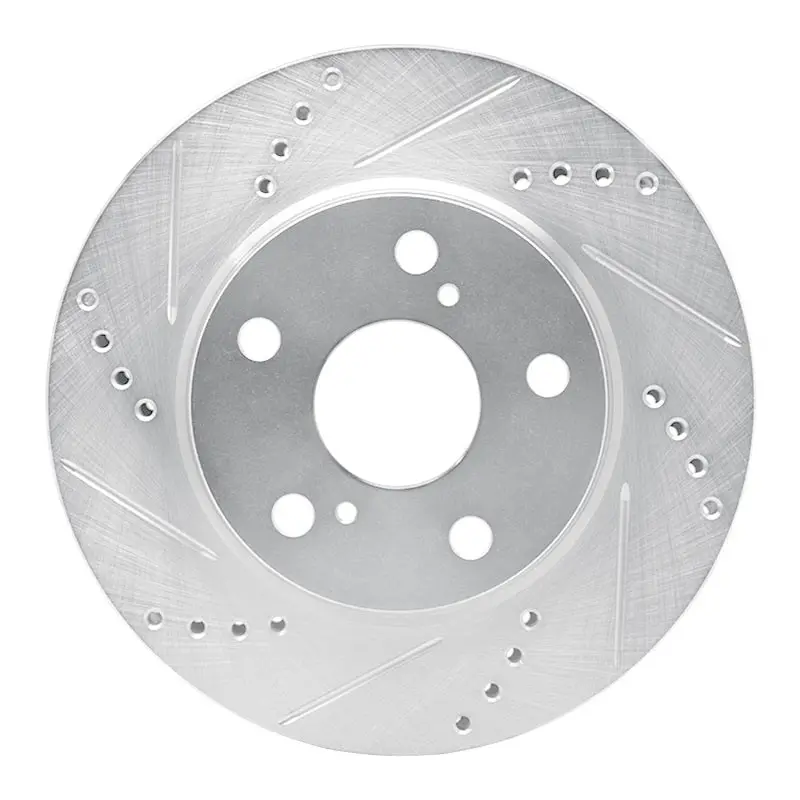 R1 06-18 Lexus Hs250h Front Left Drilled & Slotted Silver Brake Rotor 1