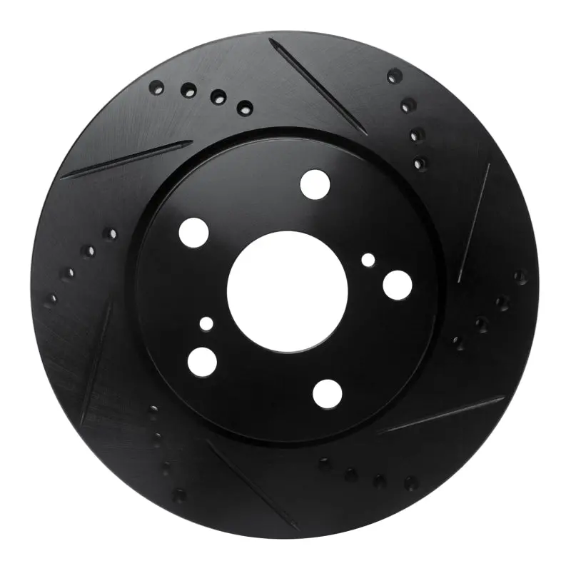 R1 06-18 Lexus Hs250h Front Right Drilled & Slotted Black Brake Rotor 1