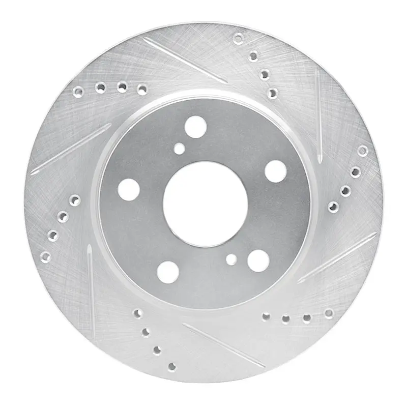 R1 06-18 Lexus Hs250h Front Right Drilled & Slotted Silver Brake Rotor 1