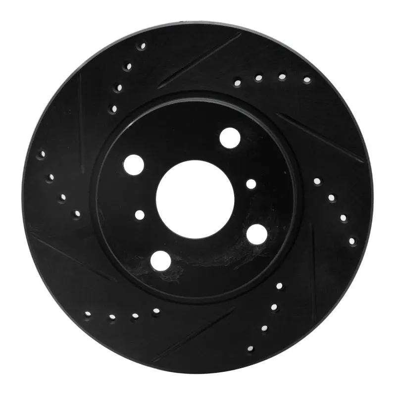R1 06-19 Scion Iq Front Left Drilled & Slotted Black Brake Rotor 1