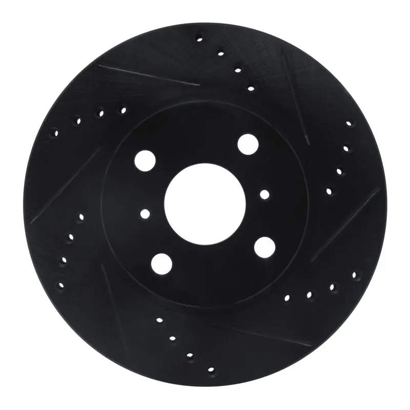 R1 06-19 Scion Iq Front Right Drilled & Slotted Black Brake Rotor 1