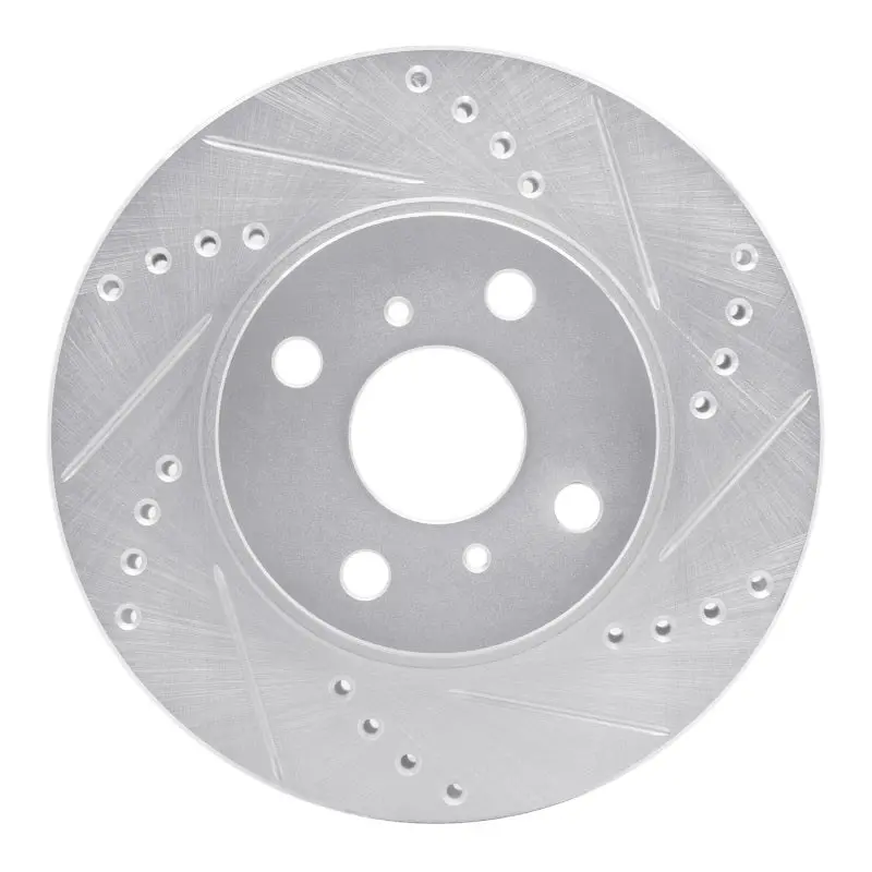 R1 06-19 Scion Iq Front Right Drilled & Slotted Silver Brake Rotor 1