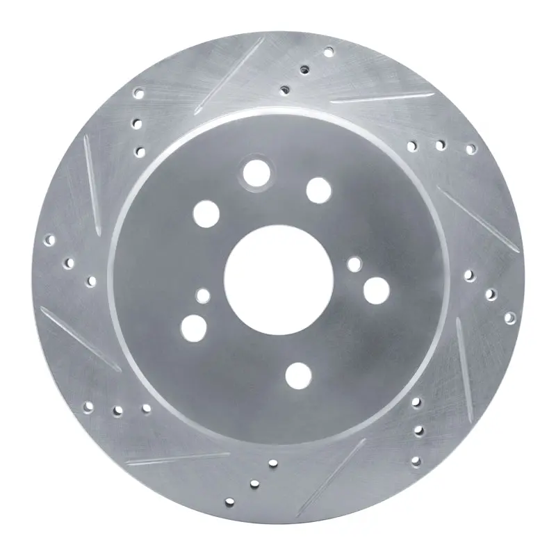 R1 06-20 Lexus Gs200t Rear Left Drilled & Slotted Silver Brake Rotor 1