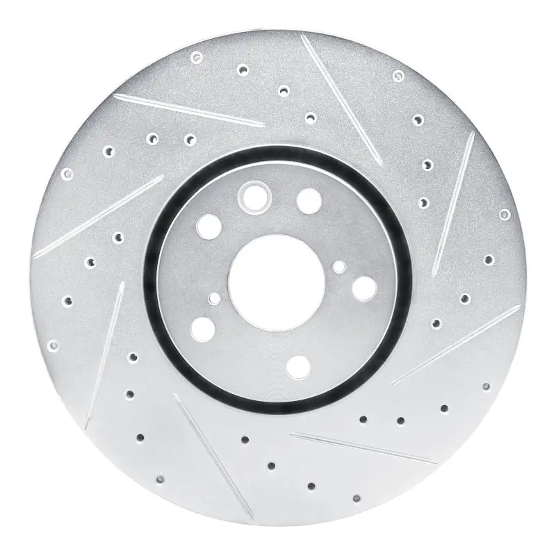 R1 06-20 Lexus Is200t Right Front Drilled & Slotted Silver Brake Rotor 1