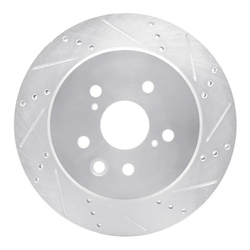 R1 06-20 Lexus Is250 Rear Right Drilled & Slotted Silver Brake Rotor 1