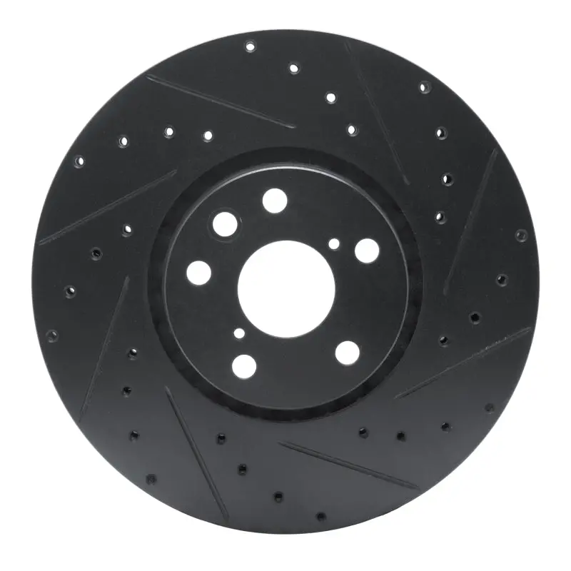 R1 06-20 Lexus Is350 Right Front Drilled & Slotted Black Brake Rotor 1