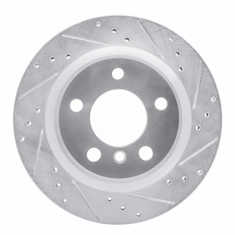 R1 06-21 Bmw 230I Rear Right Drilled & Slotted Silver Brake Rotor 1