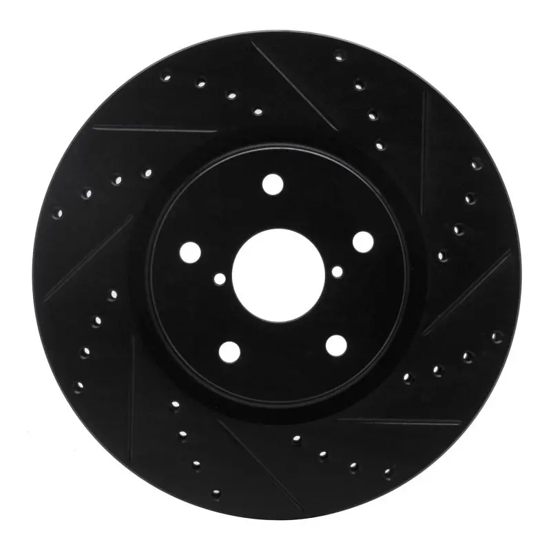 R1 06-21 Subaru Legacy Front Right Drilled & Slotted Black Brake Rotor 1