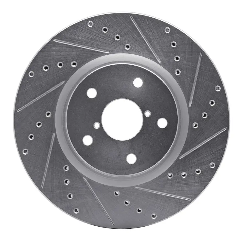 R1 06-21 Subaru Wrx Front Right Drilled & Slotted Silver Brake Rotor 1