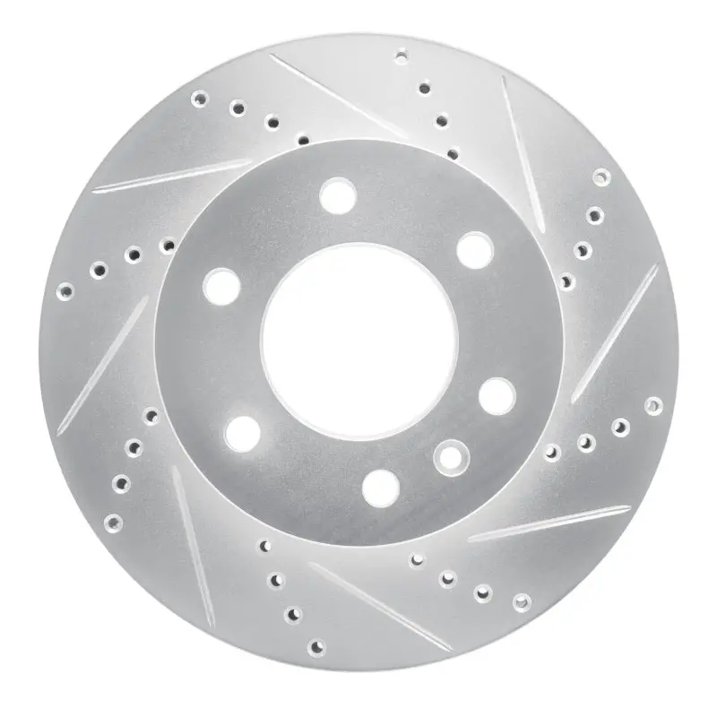 R1 06-25 American Coach Patriot Front Right Drilled & Slotted Silver Brake Rotor 1