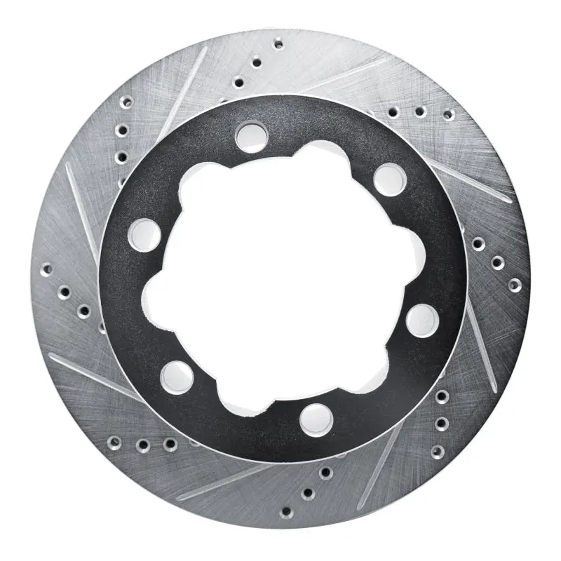 R1 06-25 American Coach Patriot Rear Left Drilled & Slotted Silver Brake Rotor 1
