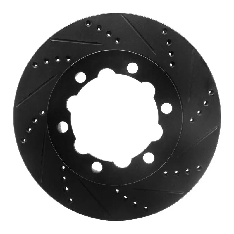 R1 06-25 American Coach Patriot Rear Right Drilled & Slotted Black Brake Rotor 1