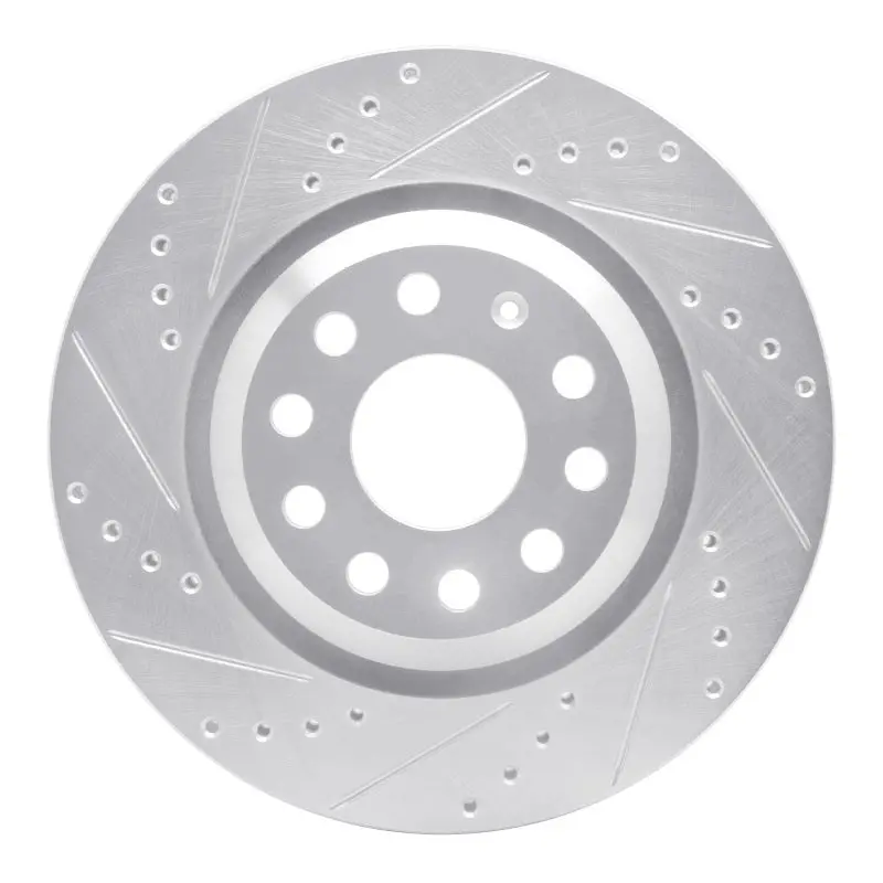 R1 06-25 Audi A3 Quattro Rear Left Drilled & Slotted Silver Brake Rotor 1