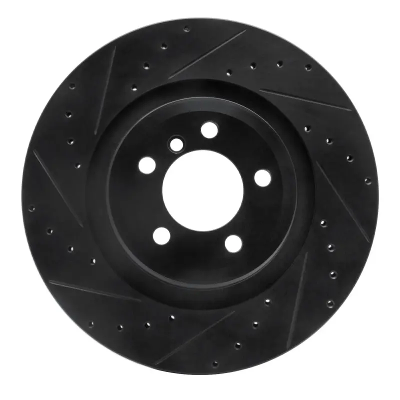 R1 07-08 Bmw Alpina B7 Rear Left Drilled & Slotted Black Brake Rotor 1