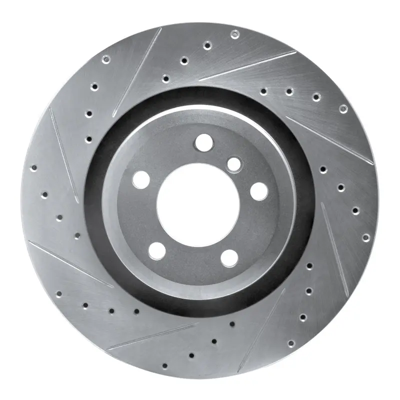 R1 07-08 Bmw Alpina B7 Rear Left Drilled & Slotted Silver Brake Rotor 1