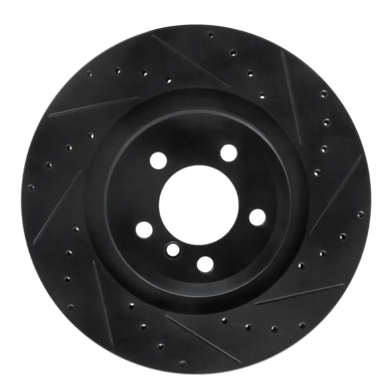 R1 07-08 Bmw Alpina B7 Rear Right Drilled & Slotted Black Brake Rotor 1
