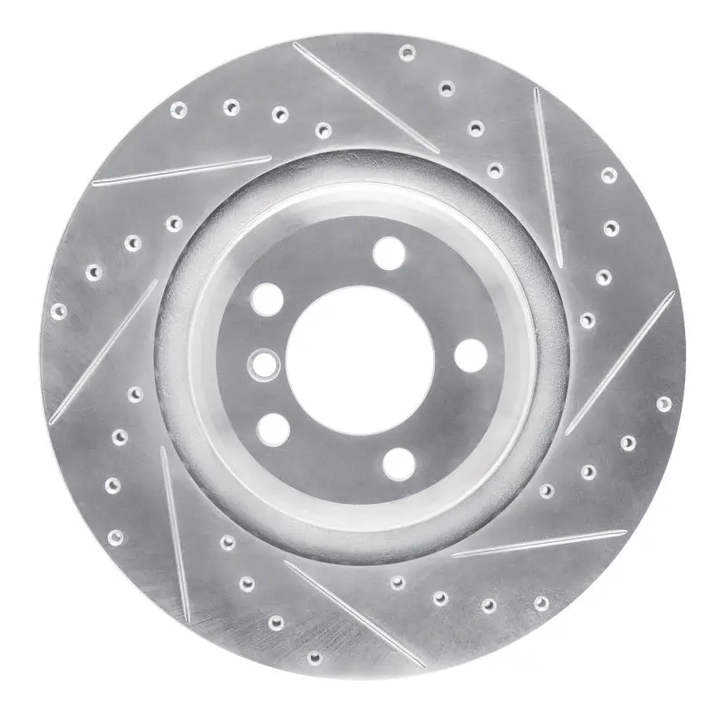 R1 07-08 Bmw Alpina B7 Rear Right Drilled & Slotted Silver Brake Rotor 1