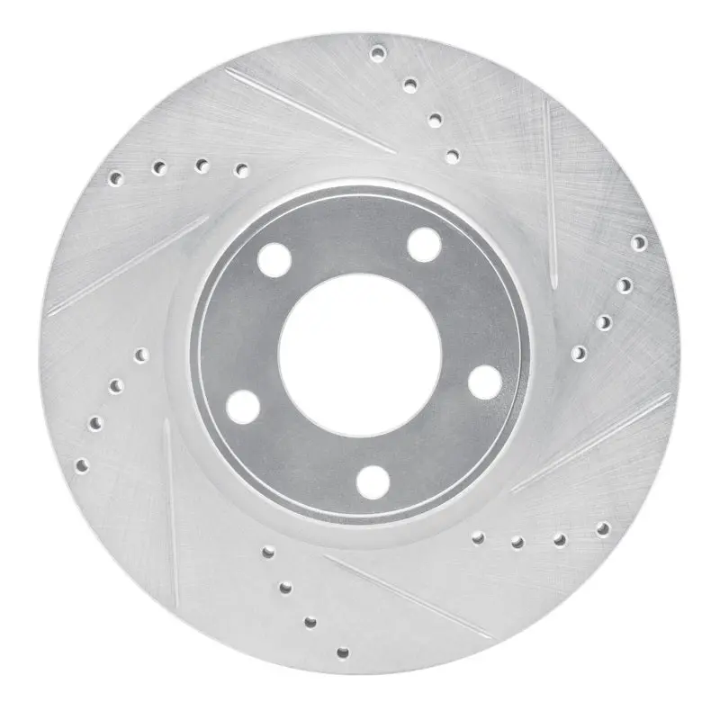 R1 07-08 Ford Edge Front Right Drilled & Slotted Silver Brake Rotor 1
