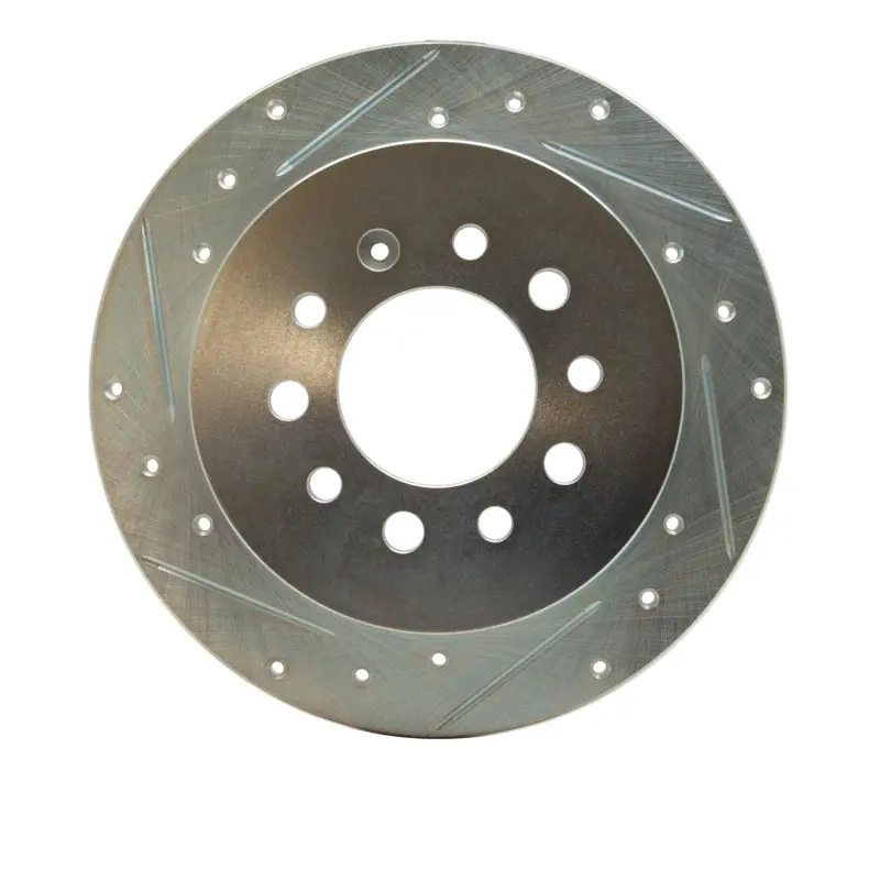 R1 07-08 Hyundai Tiburon Rear Left Drilled & Slotted Silver Brake Rotor 1