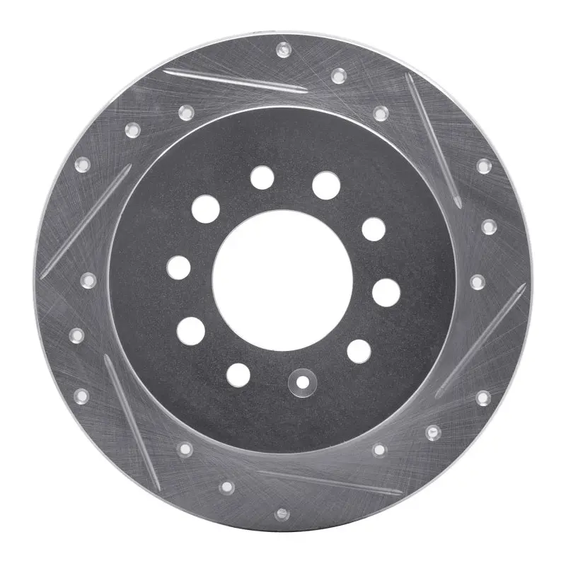 R1 07-08 Hyundai Tiburon Rear Right Drilled & Slotted Silver Brake Rotor 1