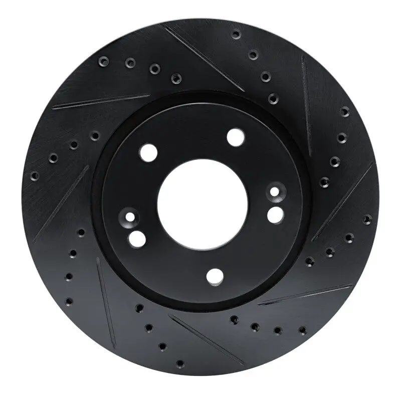 R1 07-09 Hyundai Santa Fe Front Right Drilled & Slotted Black Brake Rotor 1