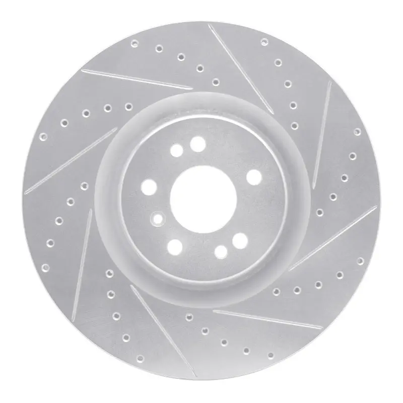 R1 07-09 Mercedes-Benz Gl320 Front Right Drilled & Slotted Silver Brake Rotor 1