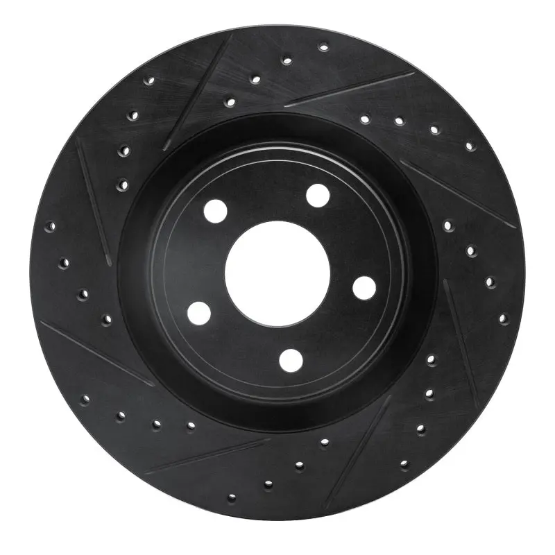 R1 07-10 Chevrolet Cobalt Front Left Drilled & Slotted Black Brake Rotor 1