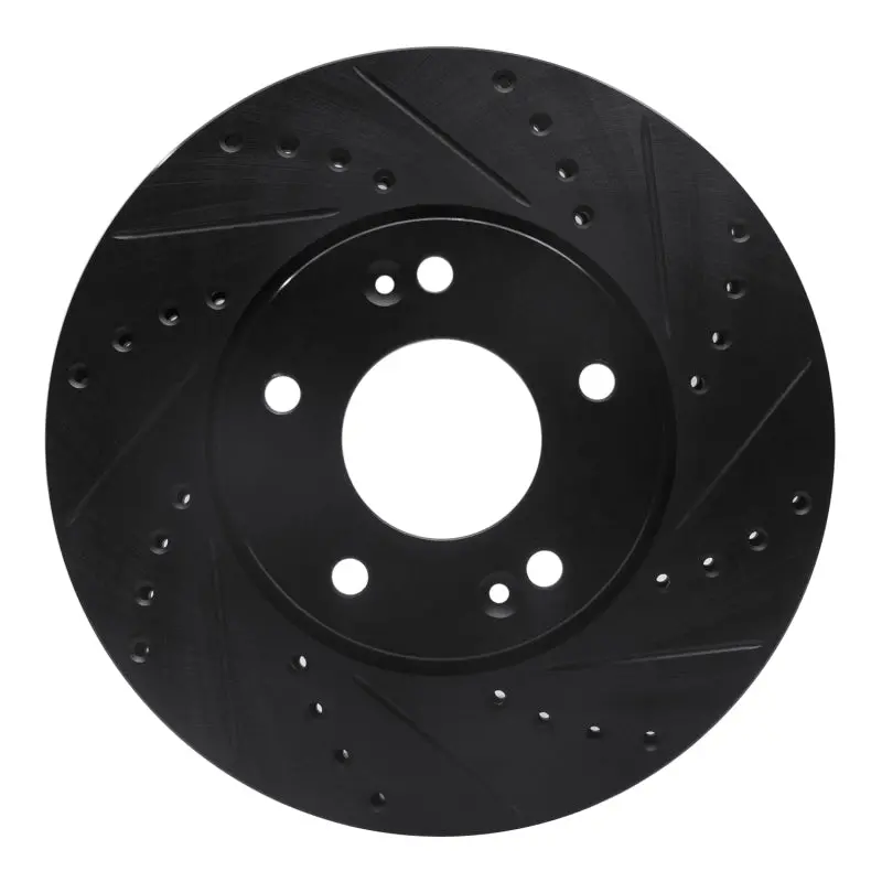 R1 07-10 Kia Rondo (Canada) Front Right Drilled & Slotted Black Brake Rotor 1