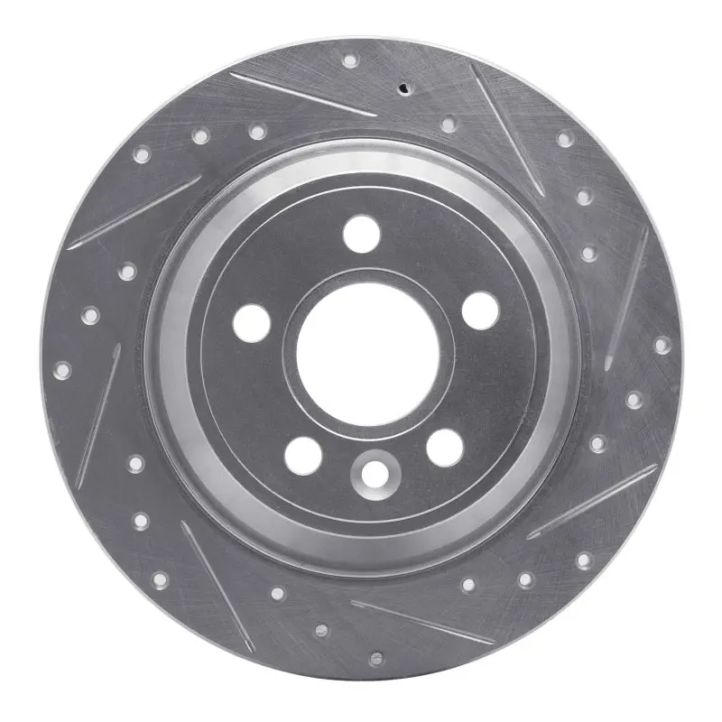 R1 07-10 Volvo S80 Rear Right Drilled & Slotted Silver Brake Rotor 1