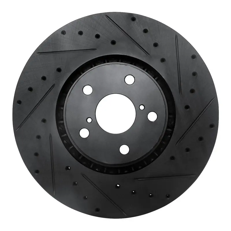 R1 07-11 Lexus Gs350 Right Front Drilled & Slotted Black Brake Rotor 1