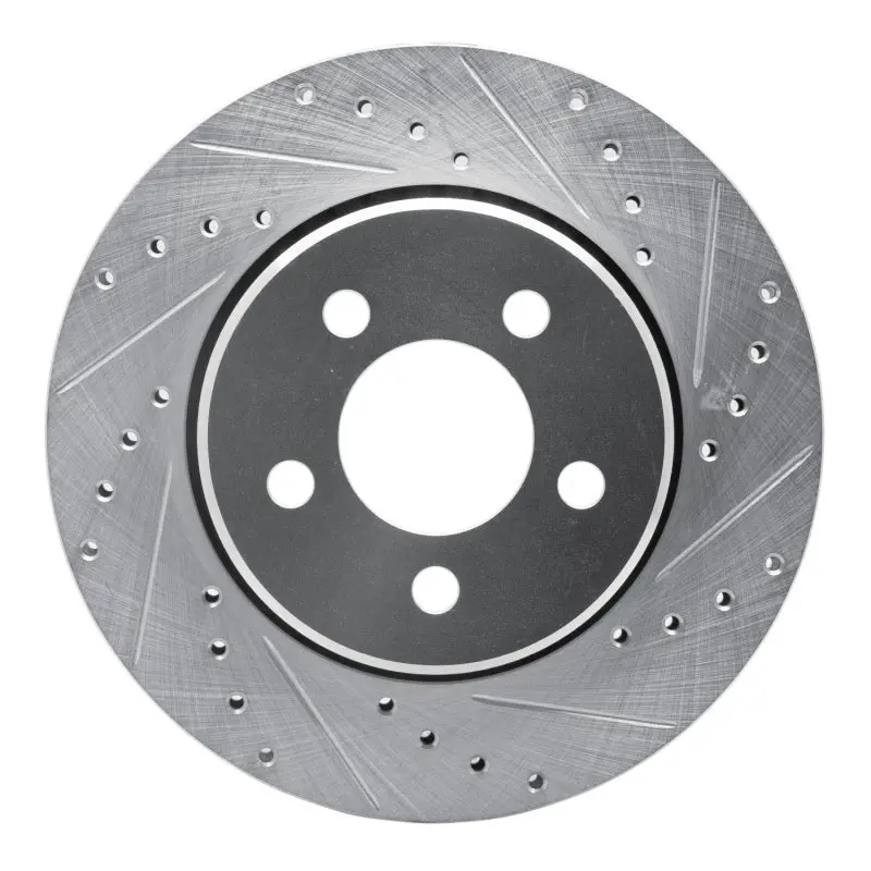 R1 07-12 Dodge Nitro Front Right Drilled & Slotted Silver Brake Rotor 1