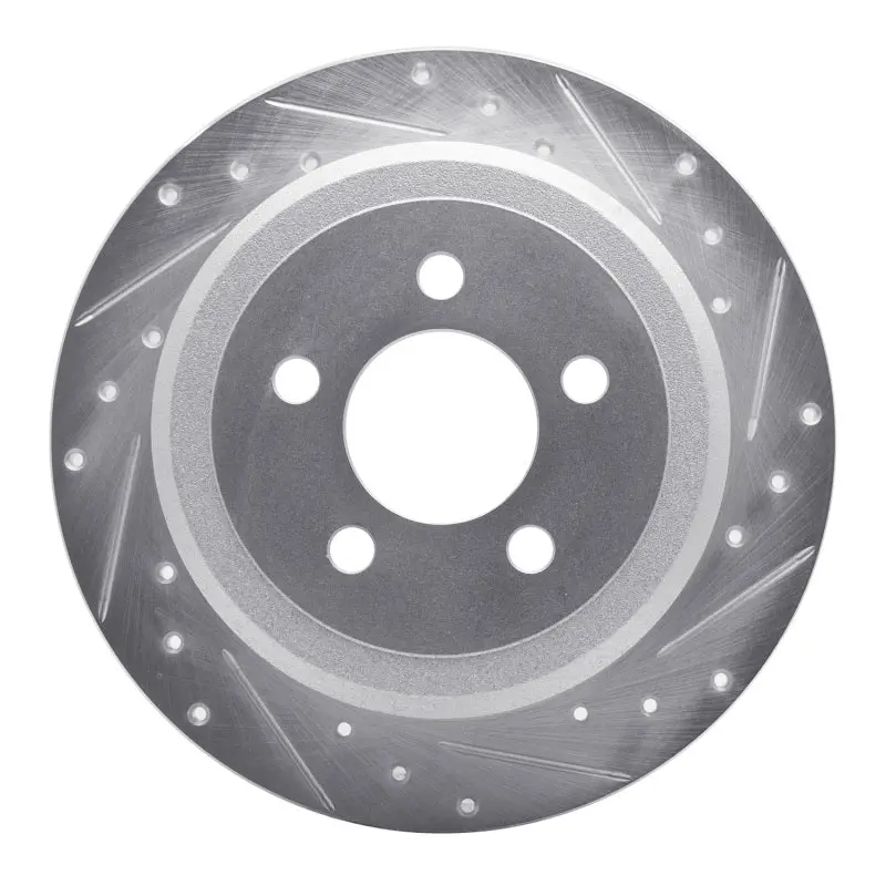 R1 07-12 Dodge Nitro Rear Left Drilled & Slotted Silver Brake Rotor 1