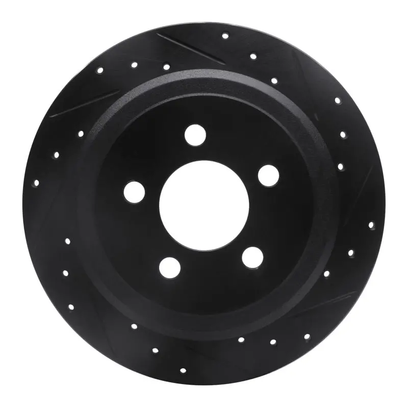 R1 07-12 Dodge Nitro Rear Right Drilled & Slotted Black Brake Rotor 1