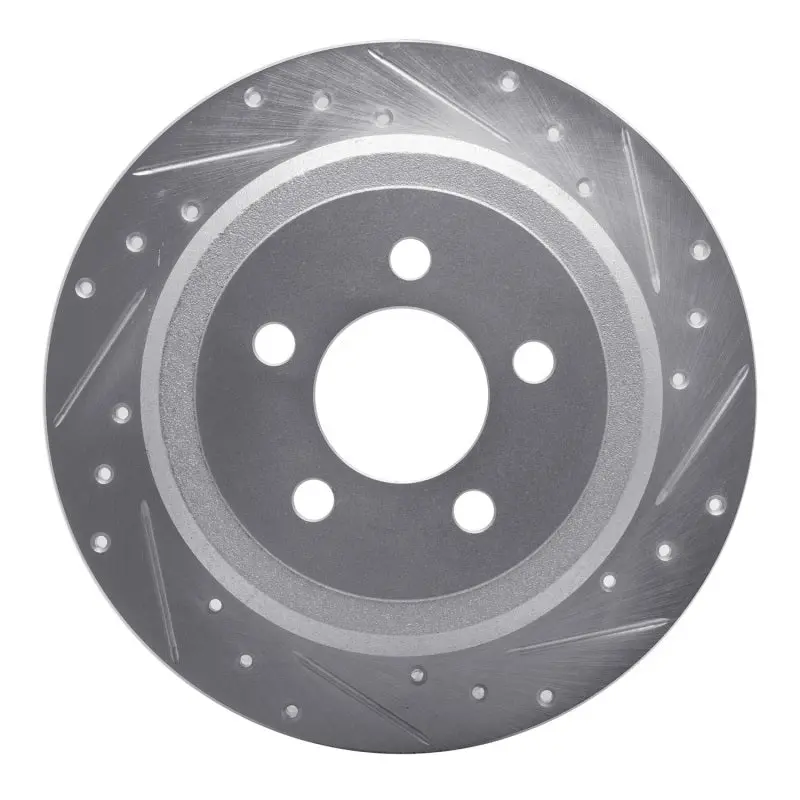 R1 07-12 Dodge Nitro Rear Right Drilled & Slotted Silver Brake Rotor 1