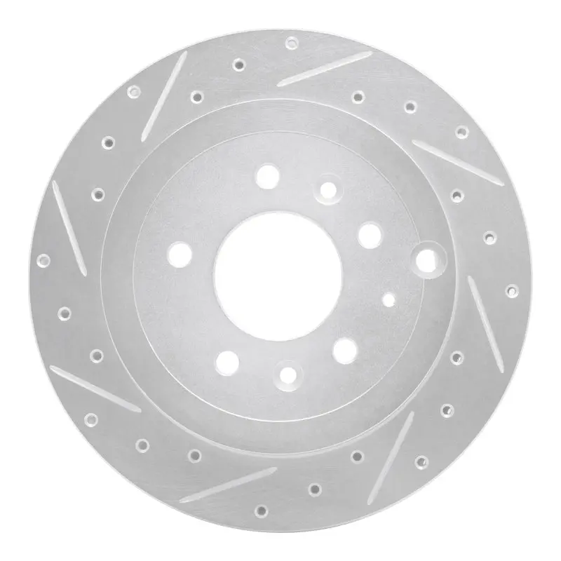 R1 07-12 Ford Edge Rear Left Drilled & Slotted Silver Brake Rotor 1