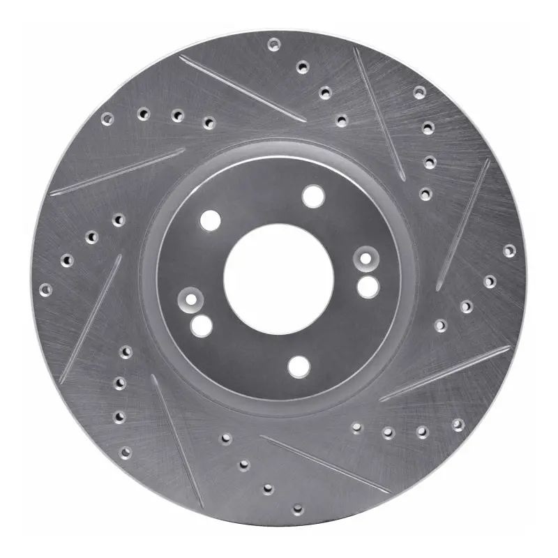 R1 07-12 Hyundai Veracruz Front Right Drilled & Slotted Silver Brake Rotor 1