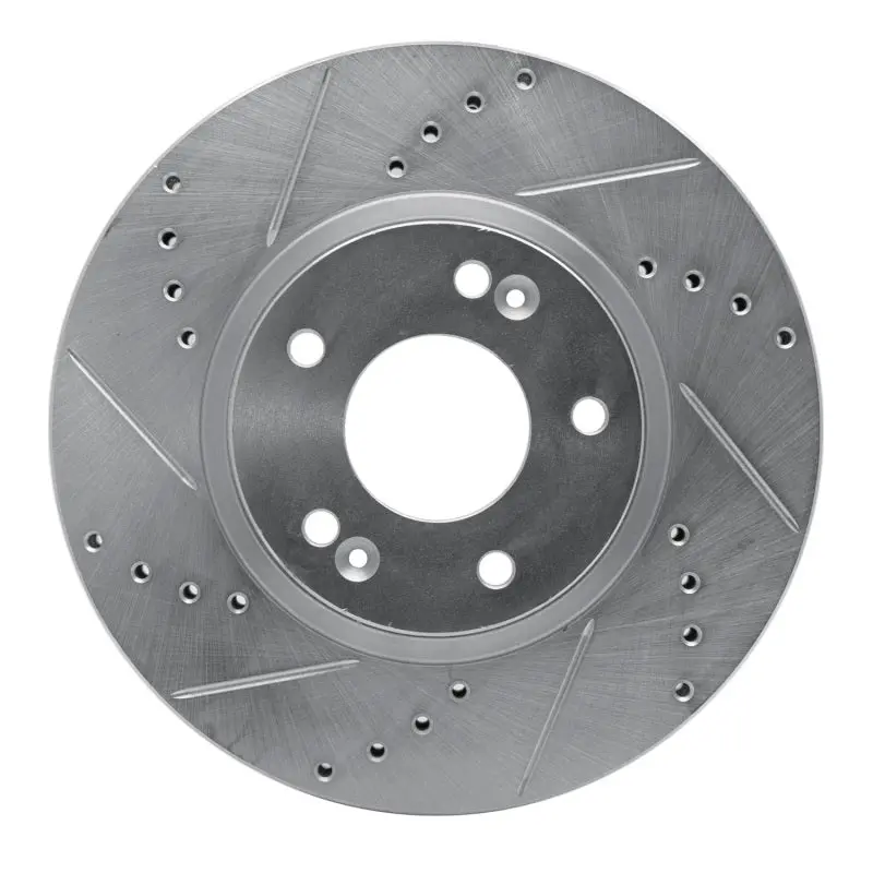 R1 07-12 Hyundai Veracruz Rear Left Drilled & Slotted Silver Brake Rotor 1