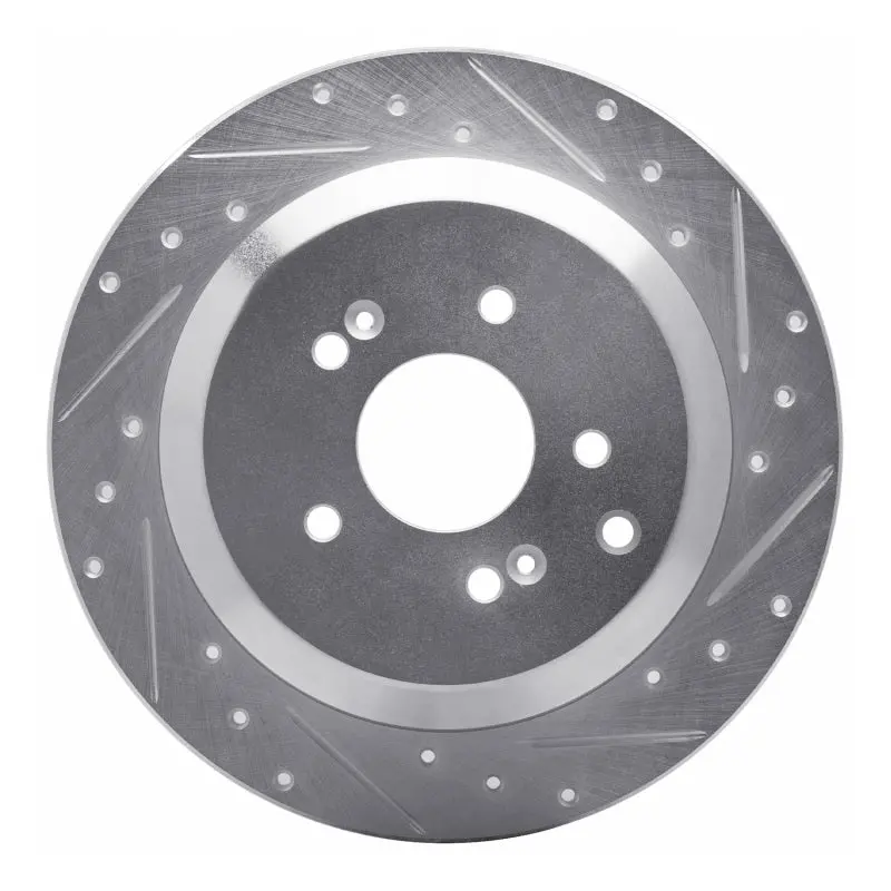 R1 07-12 Hyundai Veracruz Rear Right Drilled & Slotted Silver Brake Rotor 1
