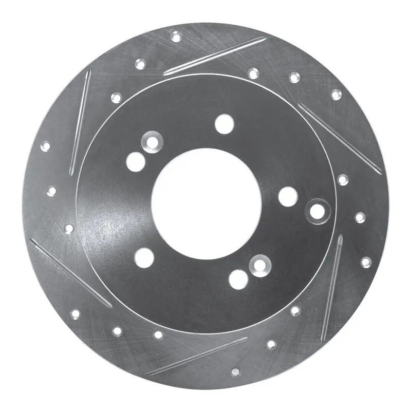 R1 07-12 Kia Rondo (Canada) Rear Left Drilled & Slotted Silver Brake Rotor 1