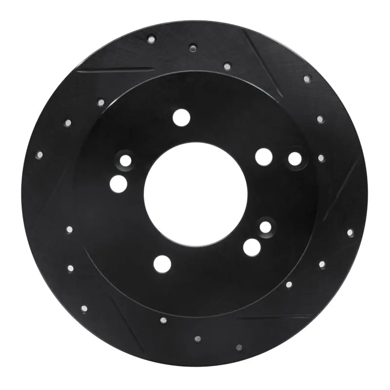 R1 07-12 Kia Rondo (Canada) Rear Right Drilled & Slotted Black Brake Rotor 1
