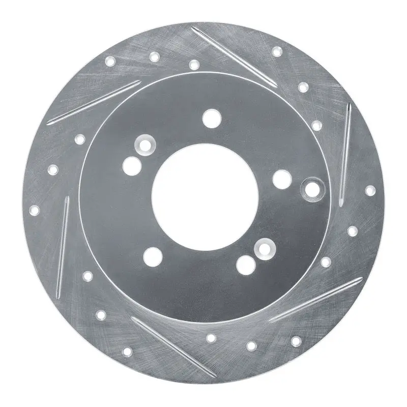 R1 07-12 Kia Rondo (Canada) Rear Right Drilled & Slotted Silver Brake Rotor 1