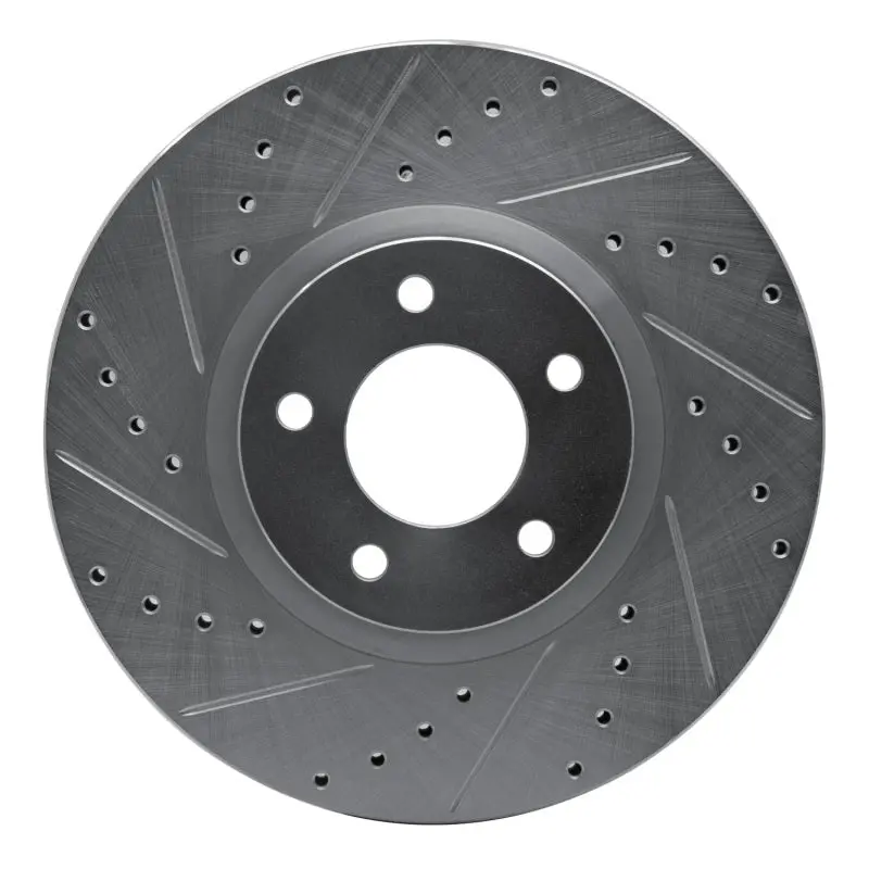R1 07-13 Mazda 3 Front Left Drilled & Slotted Silver Brake Rotor 1