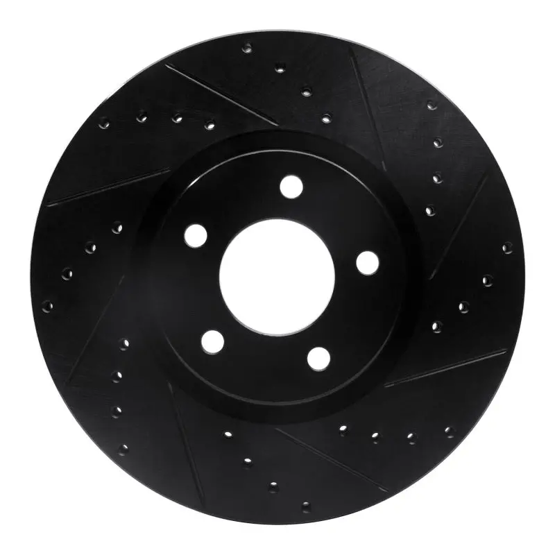 R1 07-13 Mazda 3 Front Right Drilled & Slotted Black Brake Rotor 1